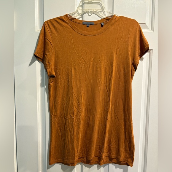 Vince lightweight cotton short sleeve tshirt top sz L ochre yellow - Picture 1 of 4